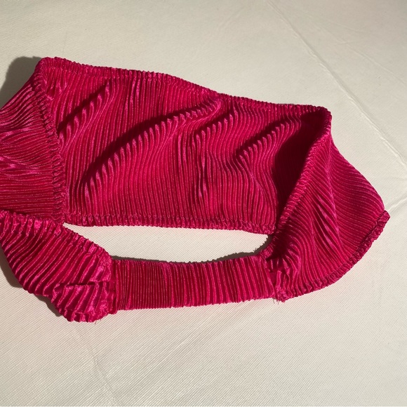 SHEIN hot pink plisse midi skirt and crop top set size L - Picture 12 of 15